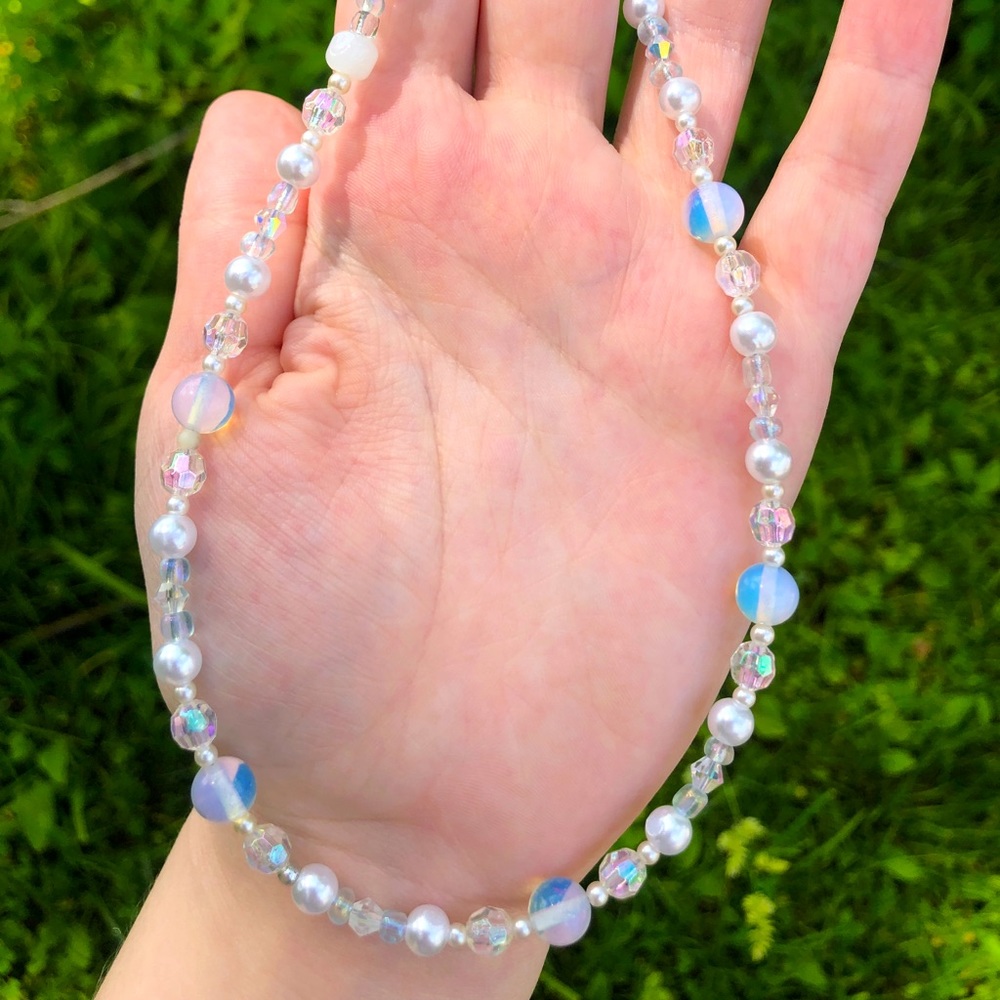 handmade opal beaded choker cottagecore kei